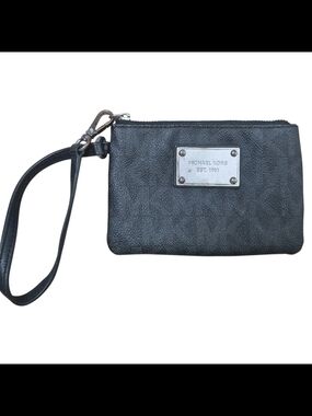 Michael Michael Kors Black Leather Monogram Wristlet